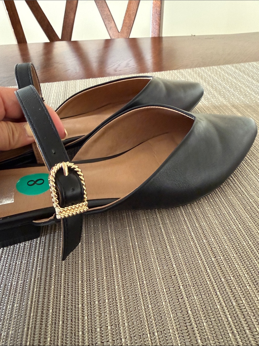 Dolce Vita Black Pointed Mary Jane Mules with Strap - Picture 3 of 5